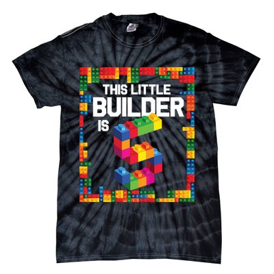 5 Year Old Building Blocks Birthday Brick 5th Gift Tie-Dye T-Shirt