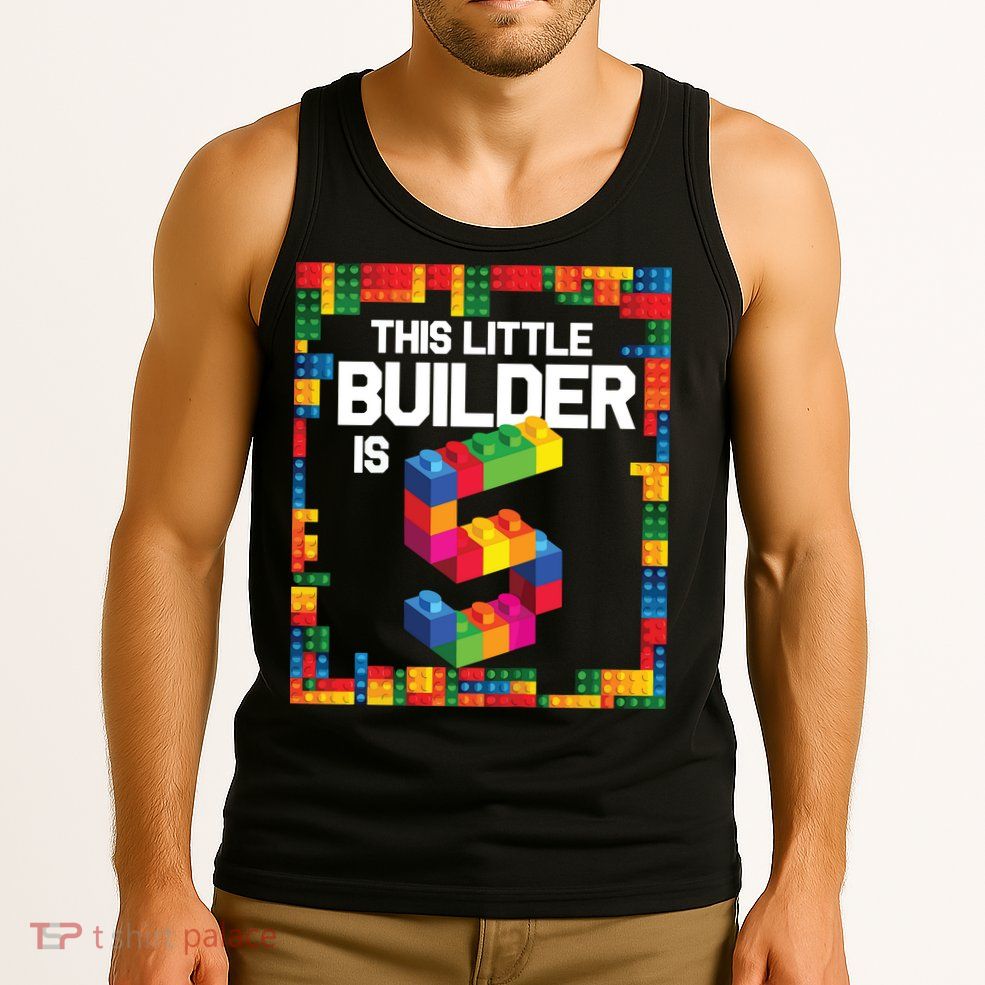 5 Year Old Building Blocks Birthday Brick 5th Gift Tank Top