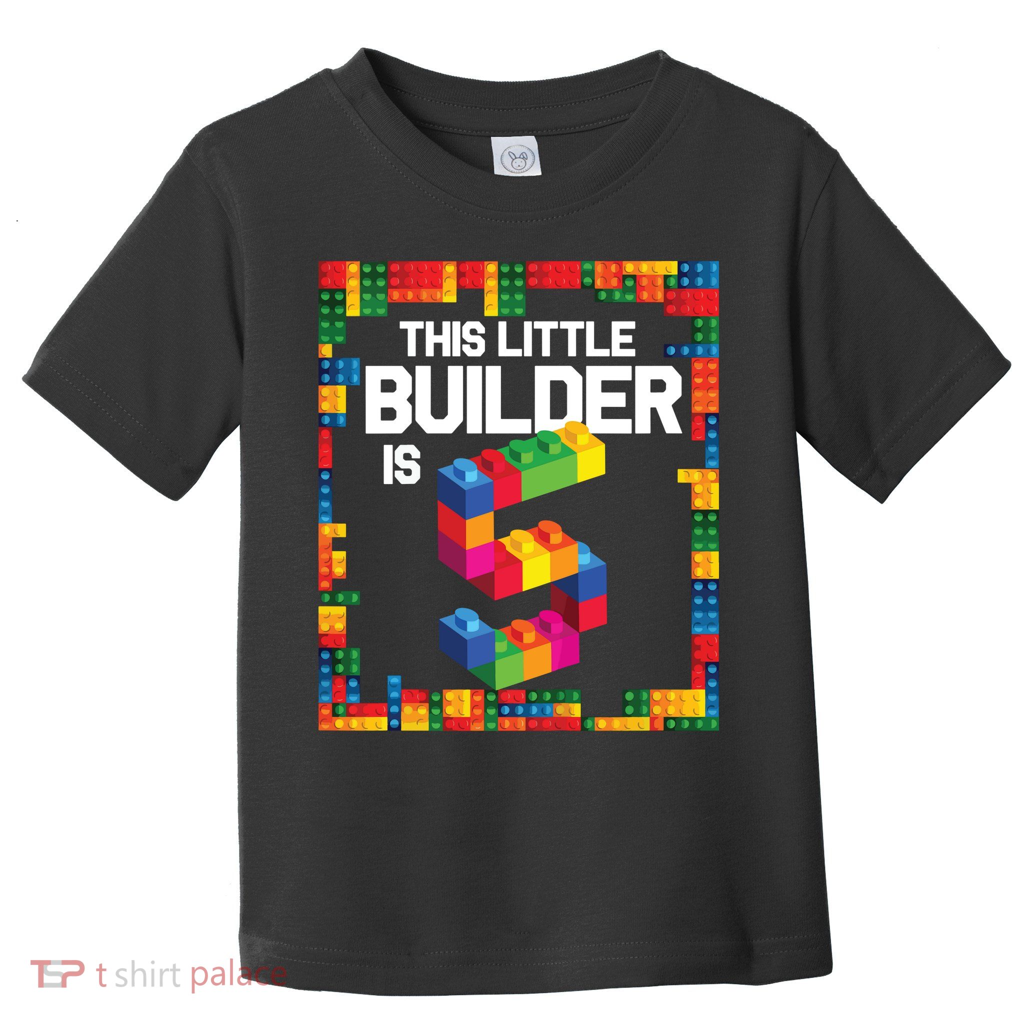 5 Year Old Building Blocks Birthday Brick 5th Gift Toddler T-Shirt
