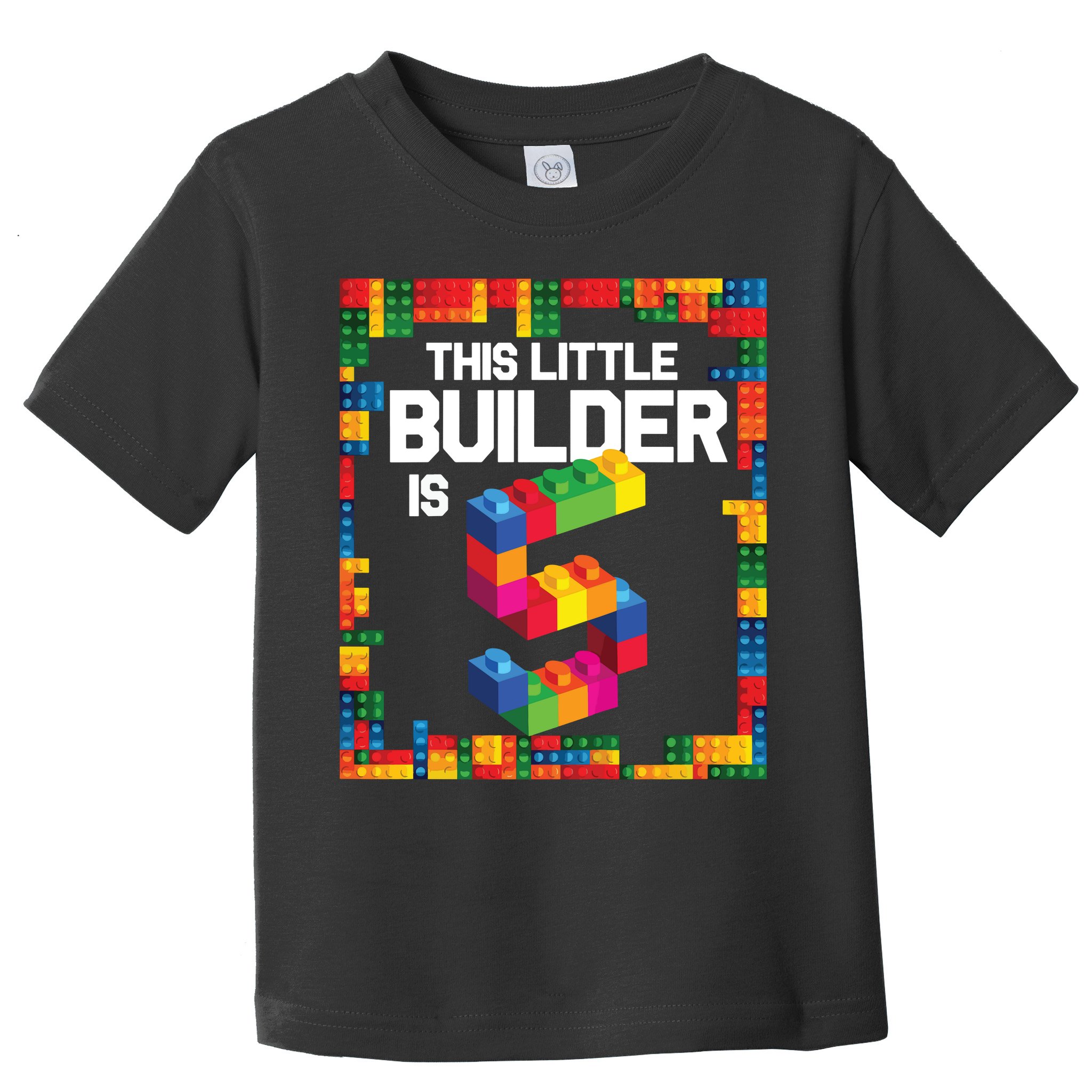 5 Year Old Building Blocks Birthday Brick 5th Gift Toddler T-Shirt
