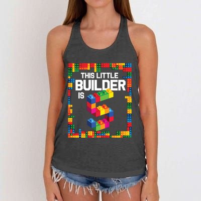 5 Year Old Building Blocks Birthday Brick 5th Gift Women's Knotted Racerback Tank