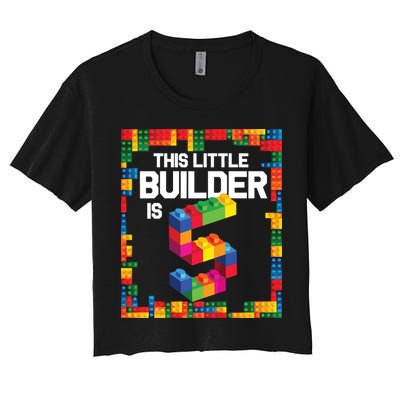 5 Year Old Building Blocks Birthday Brick 5th Gift Crop Top