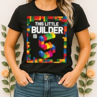 5 Year Old Building Blocks Birthday Brick 5th Gift Womens T-Shirt