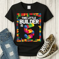 5 Year Old Building Blocks Birthday Brick 5th Gift Womens T-Shirt