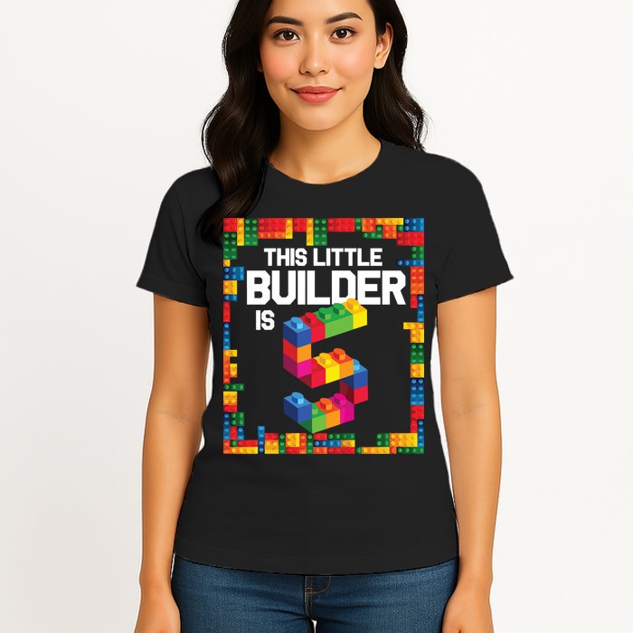 5 Year Old Building Blocks Birthday Brick 5th Gift Womens T-Shirt