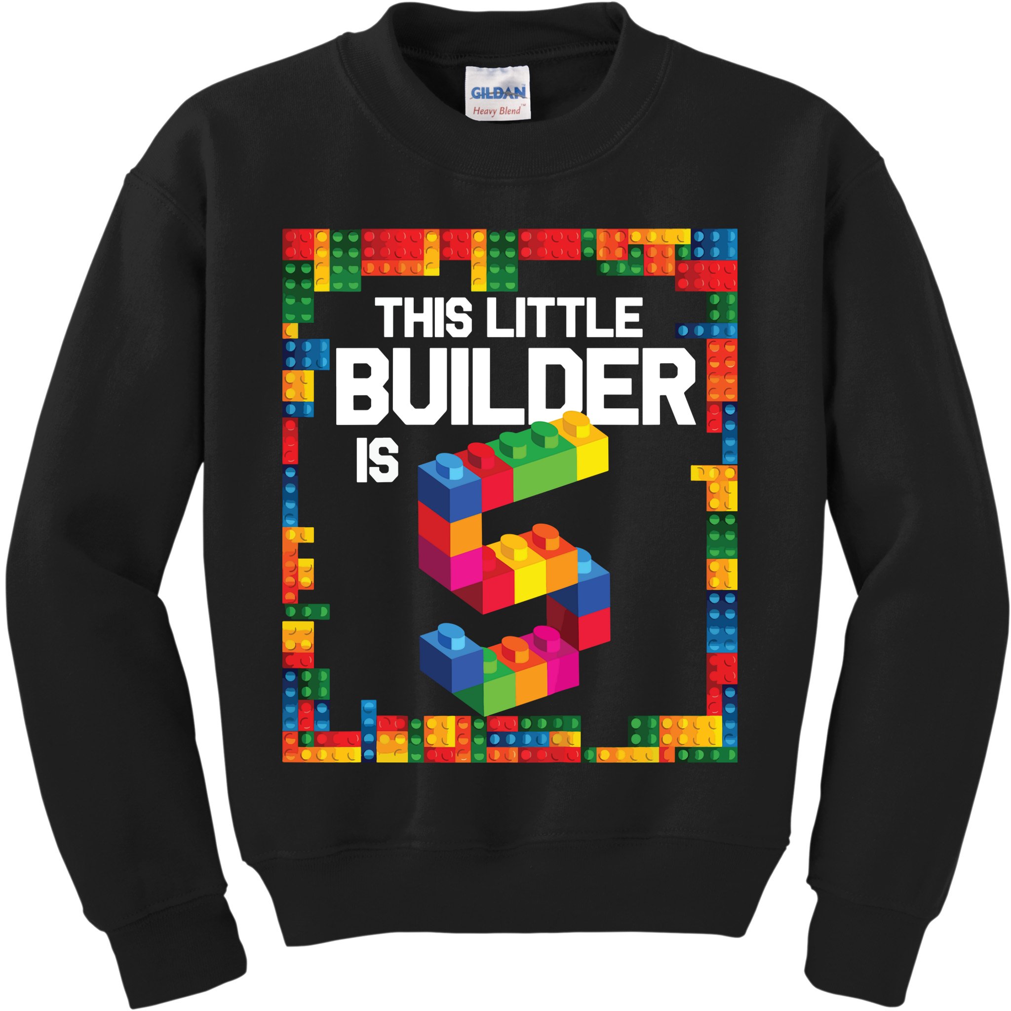 5 Year Old Building Blocks Birthday Brick 5th Gift Kids Sweatshirt