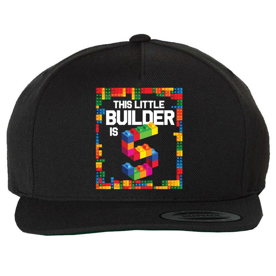 5 Year Old Building Blocks Birthday Brick 5th Gift Wool Snapback Cap