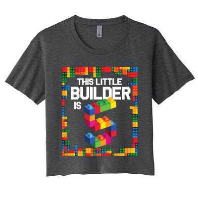 5 Year Old Building Blocks Birthday Brick 5th Gift Women's Crop Top Tee