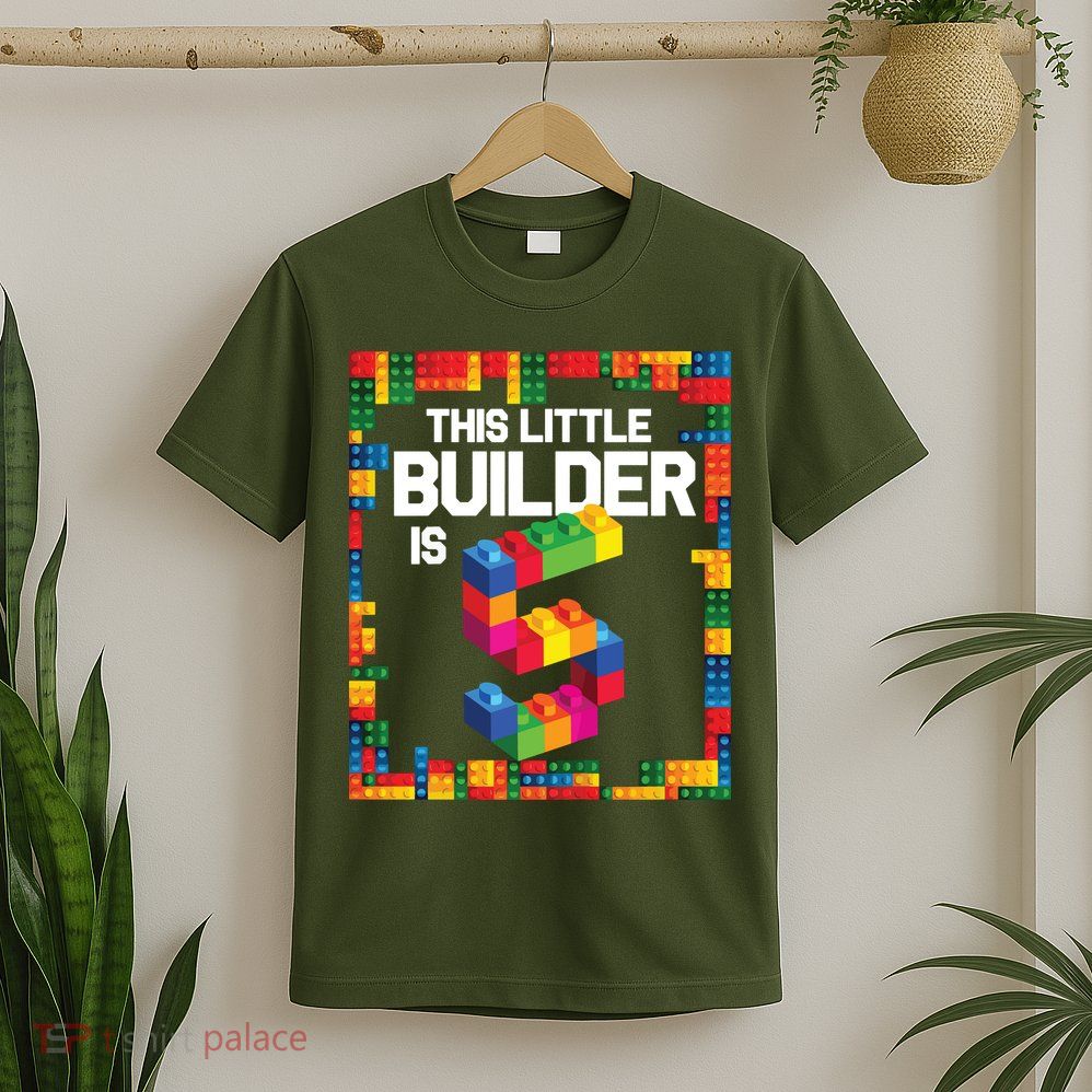 5 Year Old Building Blocks Birthday Brick 5th Gift T-Shirt