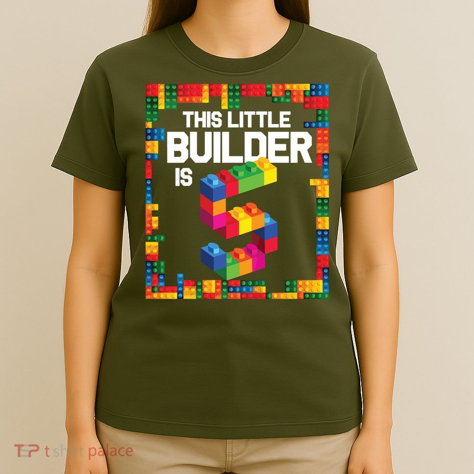 5 Year Old Building Blocks Birthday Brick 5th Gift T-Shirt