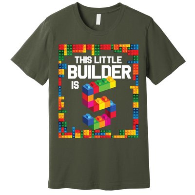 5 Year Old Building Blocks Birthday Brick 5th Gift Premium T-Shirt