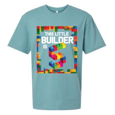 5 Year Old Building Blocks Birthday Brick 5th Gift Sueded Cloud Jersey T-Shirt