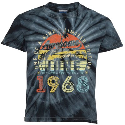 55 Year Old Awesome Since June 1968 55th Birthday Kids Tie-Dye T-Shirt