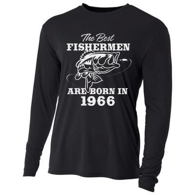 57 Year Old Fisherman Fishing 1966 57th Birthday Gift Cooling Performance Long Sleeve Crew