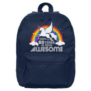 50 Years Of Being Awesome Unicorn Rainbow 50th Birthday 16 in Basic Backpack