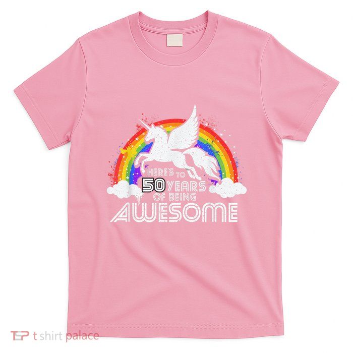 50 Years Of Being Awesome Unicorn Rainbow 50th Birthday T-Shirt