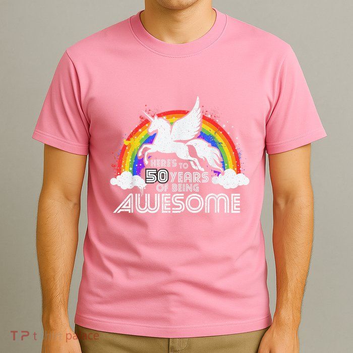50 Years Of Being Awesome Unicorn Rainbow 50th Birthday T-Shirt