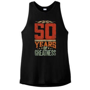 50 Years Of Greatness 50 Years Old 50th Birthday Ladies PosiCharge Tri-Blend Wicking Tank