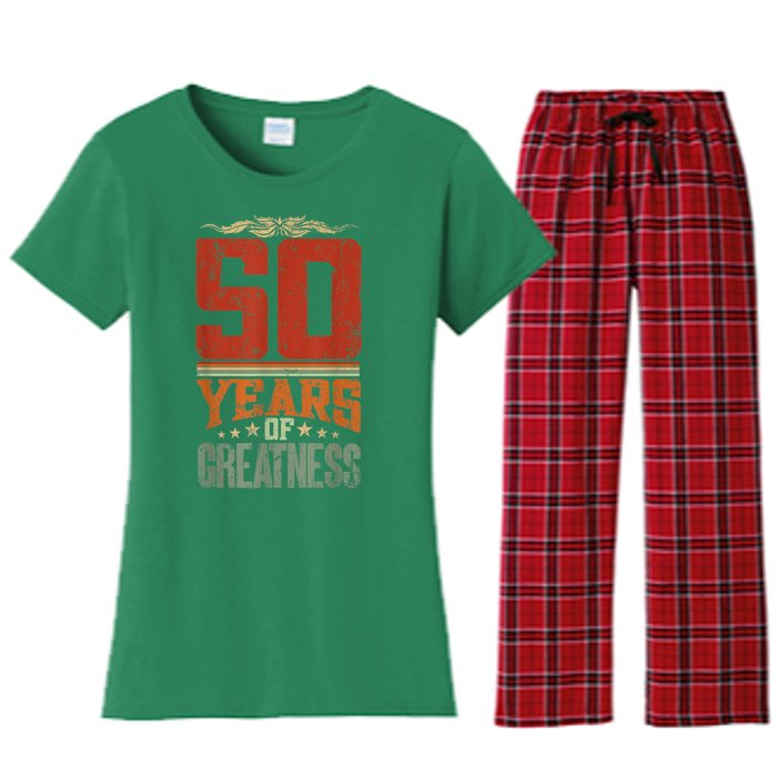 50 Years Of Greatness 50 Years Old 50th Birthday Women's Flannel Pajama Set