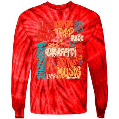 50 Years Old 50th Anniversary Of Hip Hop Graffiti Hip Hop Tie-Dye Long Sleeve Shirt