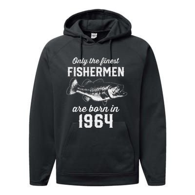 59 Year Old Fisherman Fishing 1964 59th Birthday Performance Fleece Hoodie