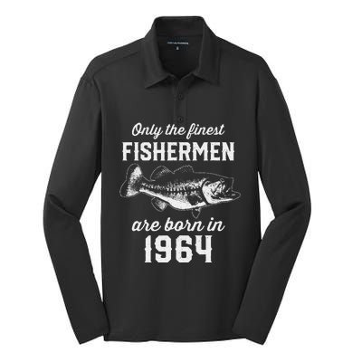 59 Year Old Fisherman Fishing 1964 59th Birthday Silk Touch Performance Long Sleeve Polo