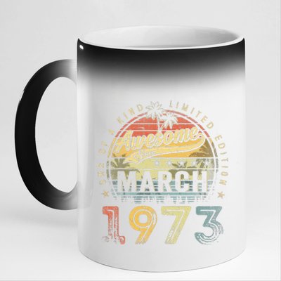 50 Year Old Awesome Since March 1973 50th Birthday 11oz Black Color Changing Mug