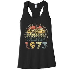 50 Year Old Awesome Since March 1973 50th Birthday Women's Racerback Tank