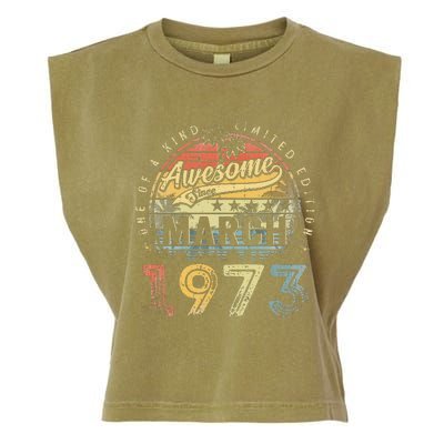 50 Year Old Awesome Since March 1973 50th Birthday Garment-Dyed Women's Muscle Tee