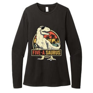 5 Year Old Dinosaur Birthday 5th T Rex Dino Five Saurus Womens CVC Long Sleeve Shirt