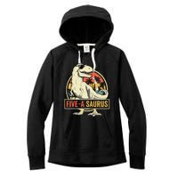 5 Year Old Dinosaur Birthday 5th T Rex Dino Five Saurus Women's Fleece Hoodie