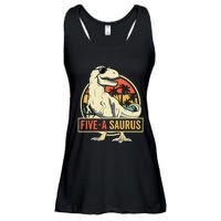 5 Year Old Dinosaur Birthday 5th T Rex Dino Five Saurus Ladies Essential Flowy Tank