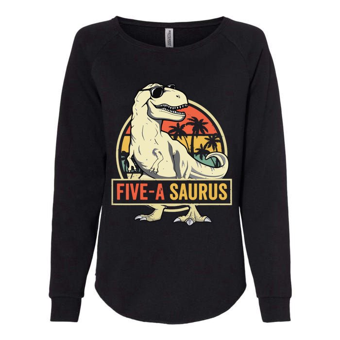 5 Year Old Dinosaur Birthday 5th T Rex Dino Five Saurus Womens California Wash Sweatshirt