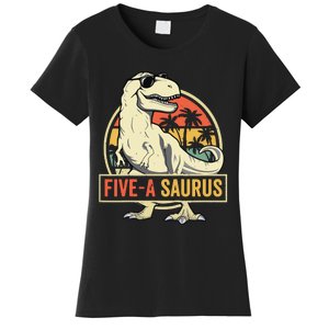 5 Year Old Dinosaur Birthday 5th T Rex Dino Five Saurus Women's T-Shirt