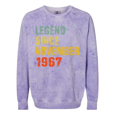 55 Year Old 55th Birthday Gifts Legend Since November 1967 Colorblast Crewneck Sweatshirt