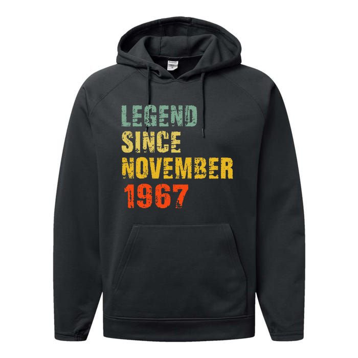 55 Year Old 55th Birthday Gifts Legend Since November 1967 Performance Fleece Hoodie