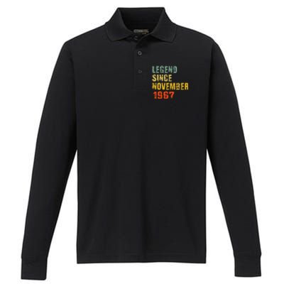 55 Year Old 55th Birthday Gifts Legend Since November 1967 Performance Long Sleeve Polo