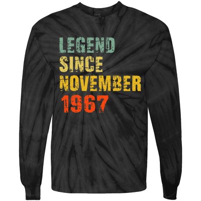 55 Year Old 55th Birthday Gifts Legend Since November 1967 Tie-Dye Long Sleeve Shirt