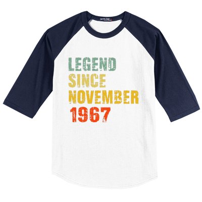 55 Year Old 55th Birthday Gifts Legend Since November 1967 Baseball Sleeve Shirt