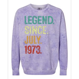 50 Years Old Legend Since July 1973 50th Birthday Colorblast Crewneck Sweatshirt