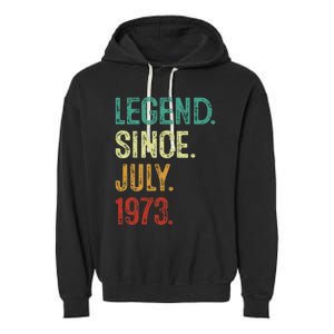 50 Years Old Legend Since July 1973 50th Birthday Garment-Dyed Fleece Hoodie