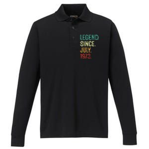 50 Years Old Legend Since July 1973 50th Birthday Performance Long Sleeve Polo