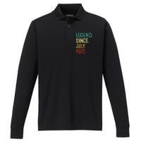 50 Years Old Legend Since July 1973 50th Birthday Performance Long Sleeve Polo