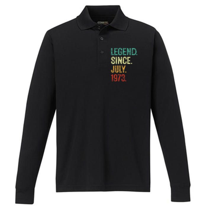 50 Years Old Legend Since July 1973 50th Birthday Performance Long Sleeve Polo