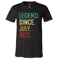 50 Years Old Legend Since July 1973 50th Birthday V-Neck T-Shirt