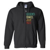 50 Years Old Legend Since July 1973 50th Birthday Full Zip Hoodie