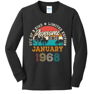 55 Year Old Awesome Since January 1968 55th Birthday Gift Kids Long Sleeve Shirt