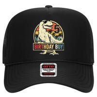 5 Year Old 5th Birthday T Rex Dinosaur High Crown Mesh Back Trucker Hat