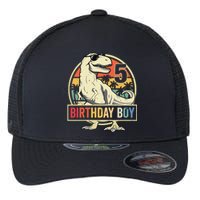 5 Year Old 5th Birthday T Rex Dinosaur Flexfit Unipanel Trucker Cap