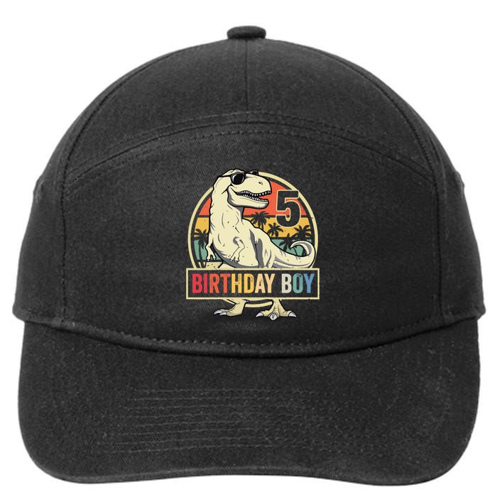 5 Year Old 5th Birthday T Rex Dinosaur 7-Panel Snapback Hat